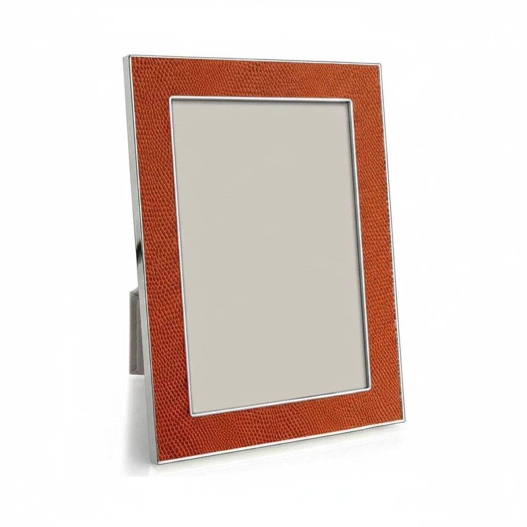 Orange Faux Snake and Silver Frame - BARNBURY
