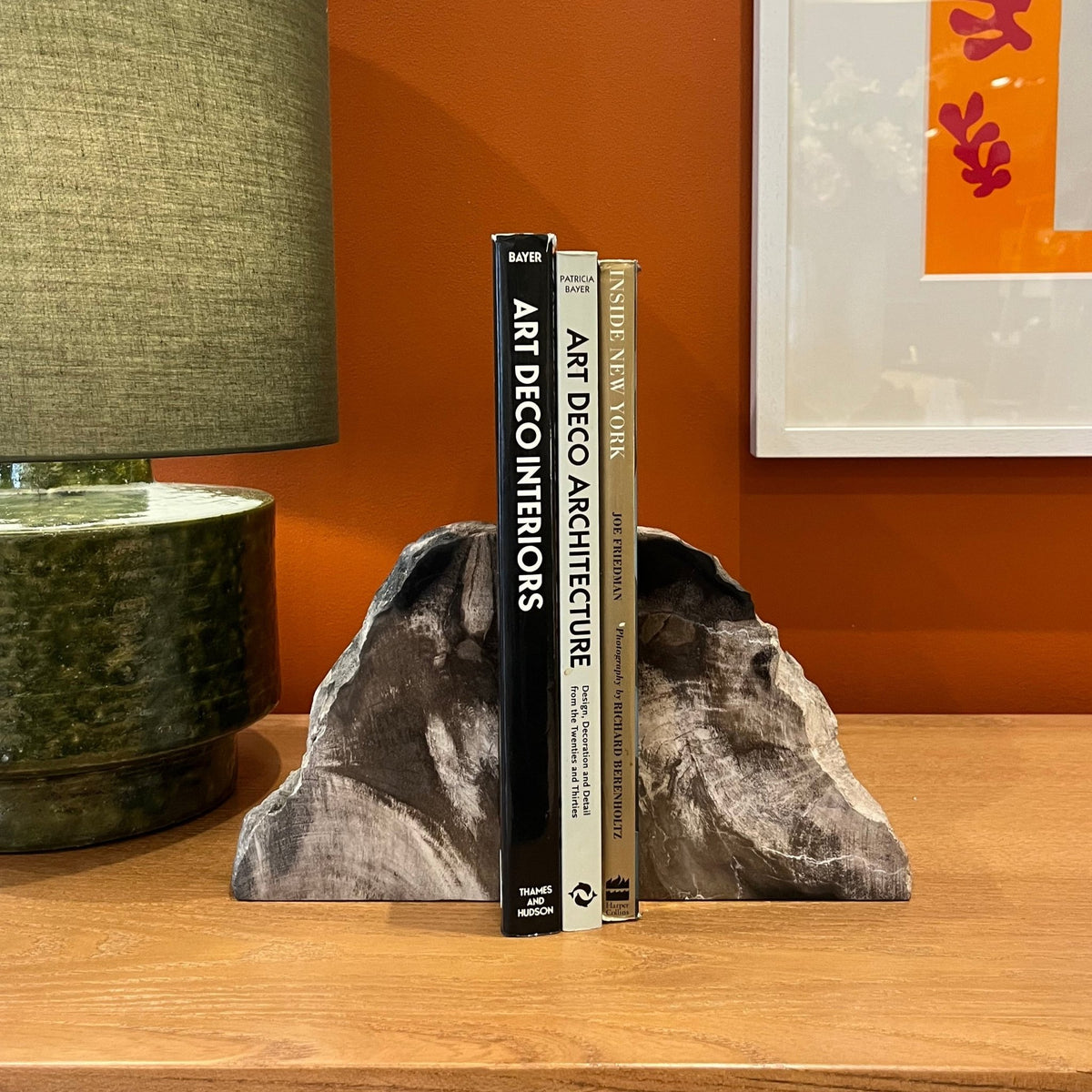 Pair of Dark Petrified Wood Bookends - BARNBURY