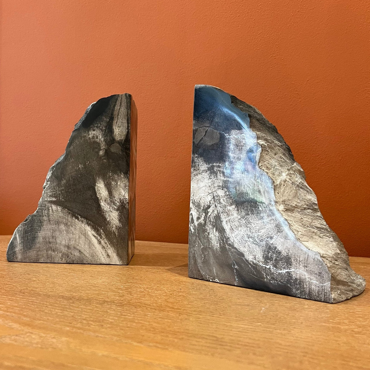 Pair of Dark Petrified Wood Bookends - BARNBURY
