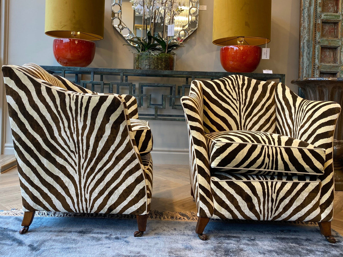 Pair of early 20th Century Chairs in Ralph Lauren Barnbury 