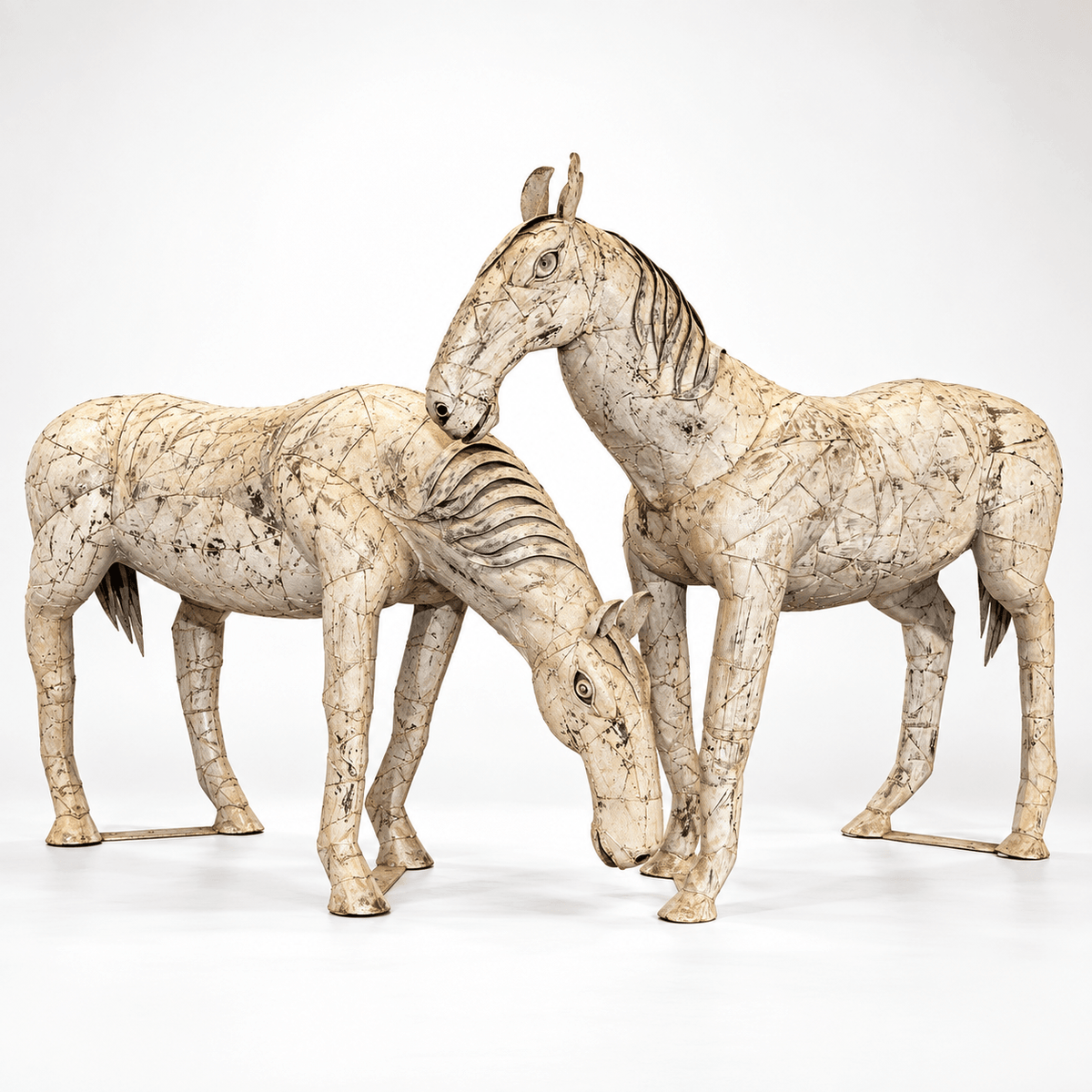 Pair of Handcrafted Iron Horses — Standing & Grazing - BARNBURY