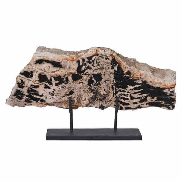 Petrified Dark Wood Slice on Stand - BARNBURY