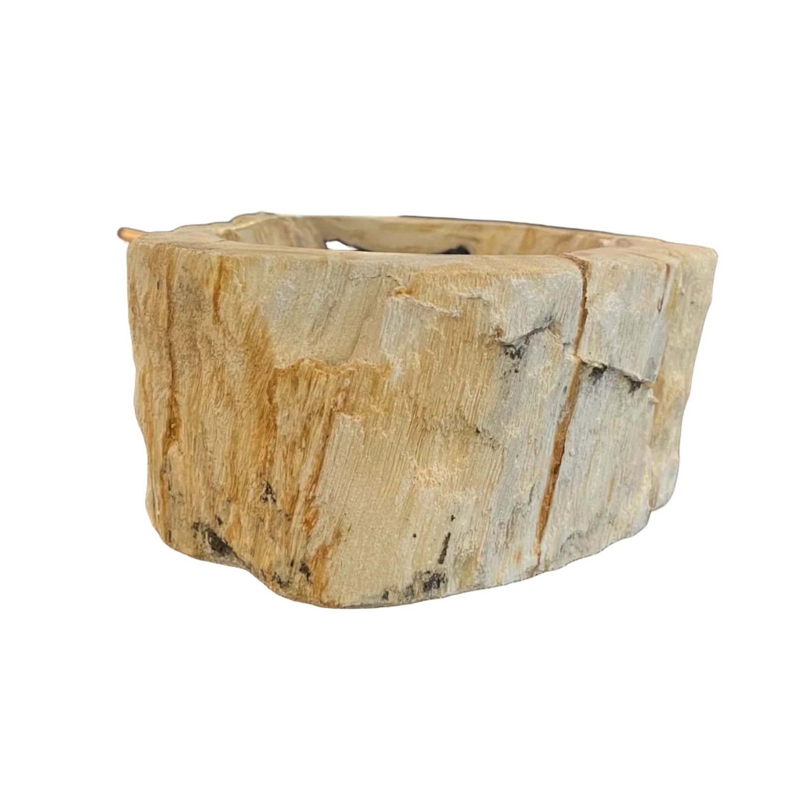 Petrified Wood Bowl - Cream Stone with Copper Veins - BARNBURY