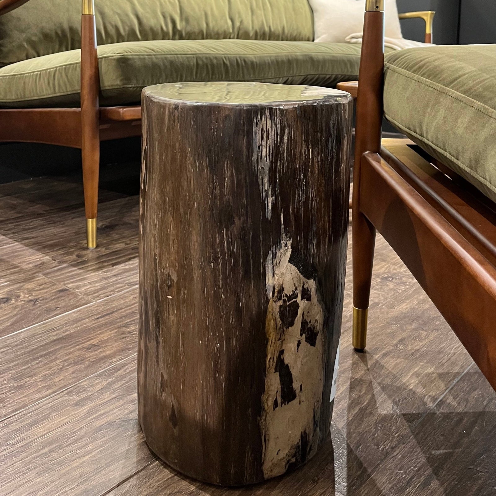 Petrified Wood Side Table - Dark Wood - BARNBURY