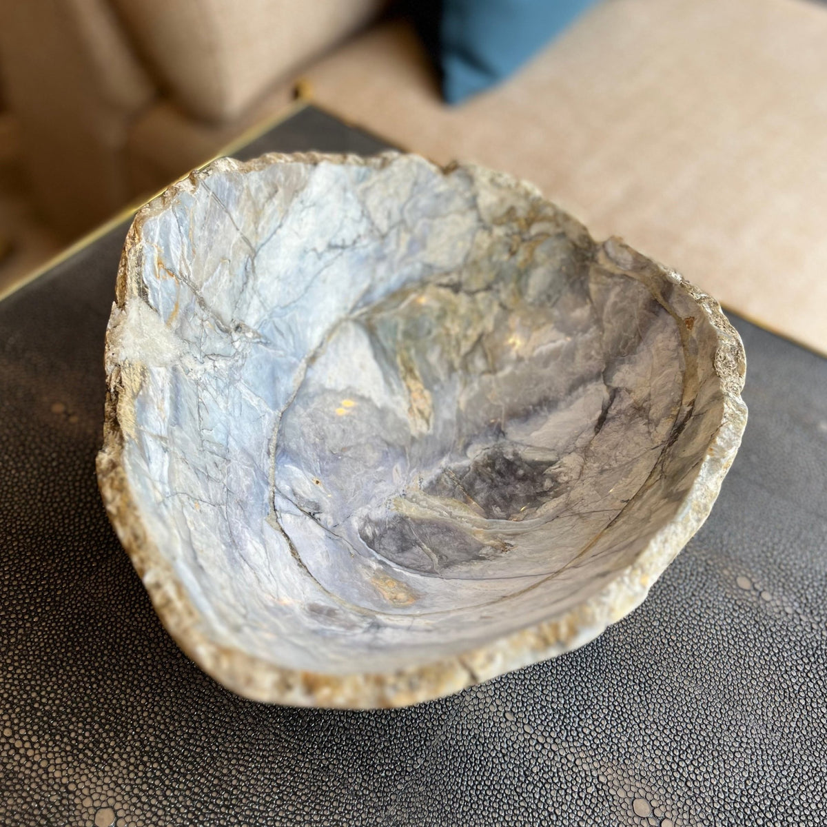 Polished Pale Blue Jasper Oval Bowl - BARNBURY