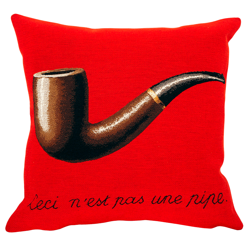 Magritte La Trahison des Images Red 45cm Cushion