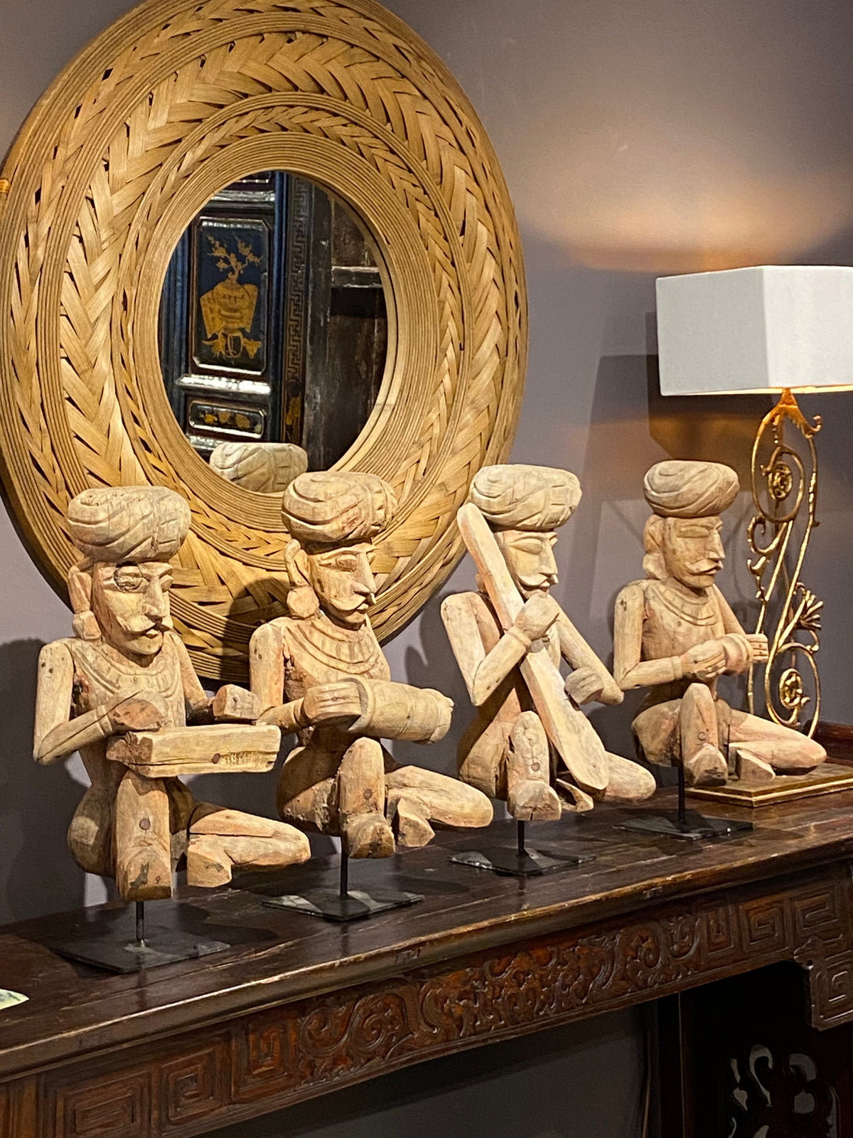 Set of 4 Wooden Musicians Decorative Accessories BARNBURY 