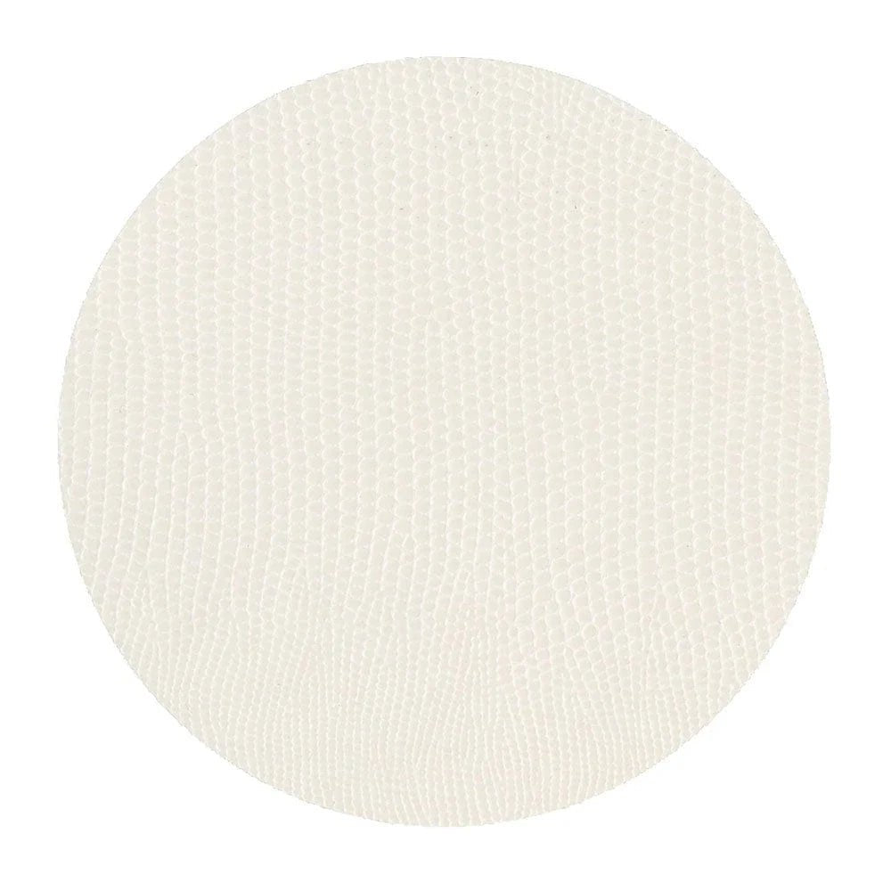 Set of 8 Caspari Round Faux Lizard Coasters - Cream - BARNBURY