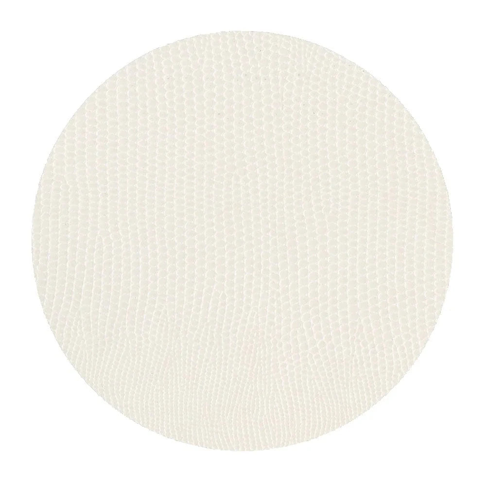 Set of 8 Caspari Round Faux Lizard Coasters - Cream Coasters Caspari 
