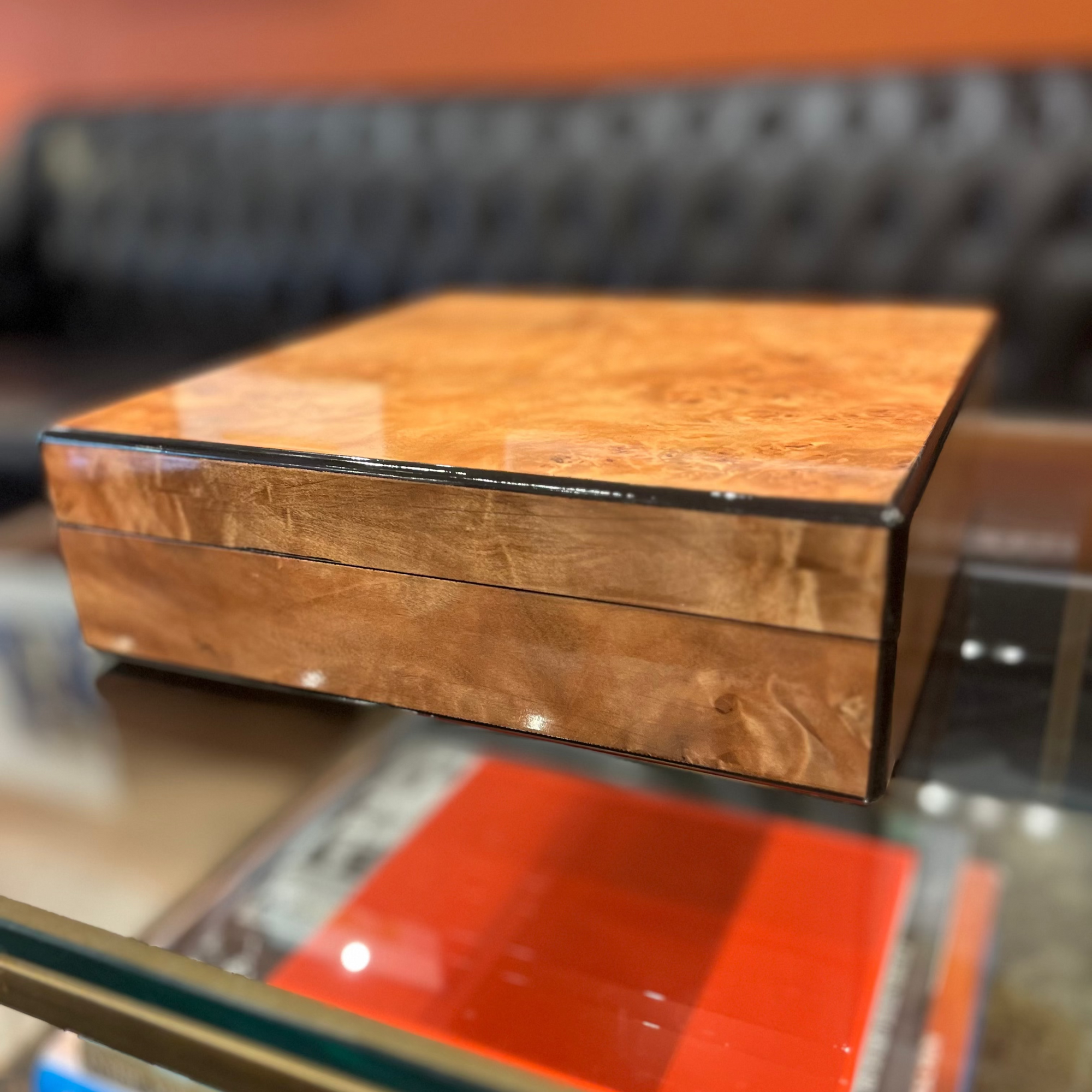 Large Faux Burl Square Box Boxes and Games Barnbury 