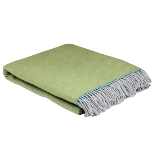 Spring Green Balmoral Herringbone Wool Throw - BARNBURY