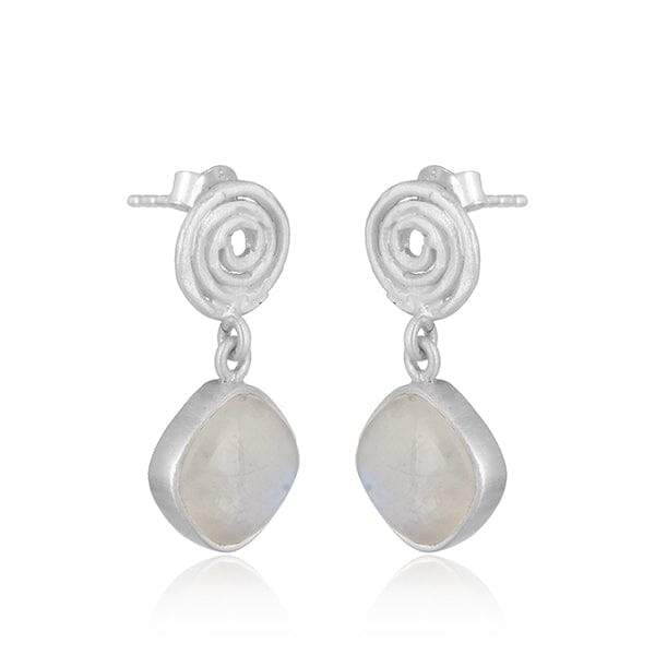 Sterling Silver Rainbow Moonstone Drop Earrings Earrings Barnbury 