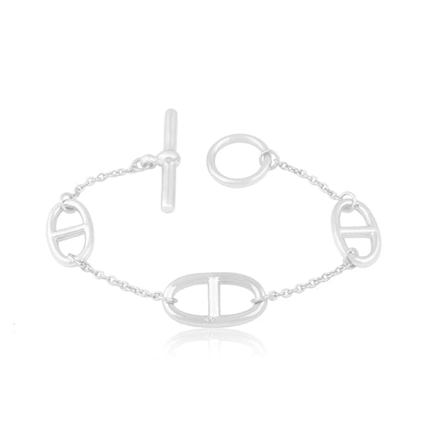 Sterling Silver T - bar Link Bracelet - BARNBURY