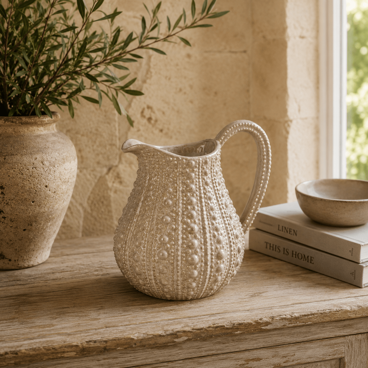 Taupe Porcelain Urchin Pitcher - BARNBURY