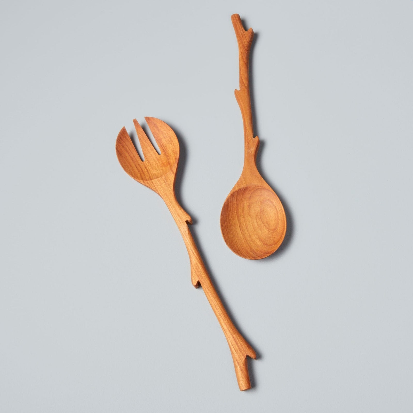 Teak Twig Salad Servers Table Top Barnbury 