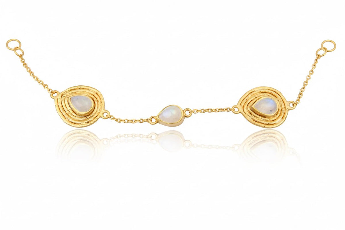 Vermeil Plated Pear Cut Rainbow Moonstone Bracelet - BARNBURY