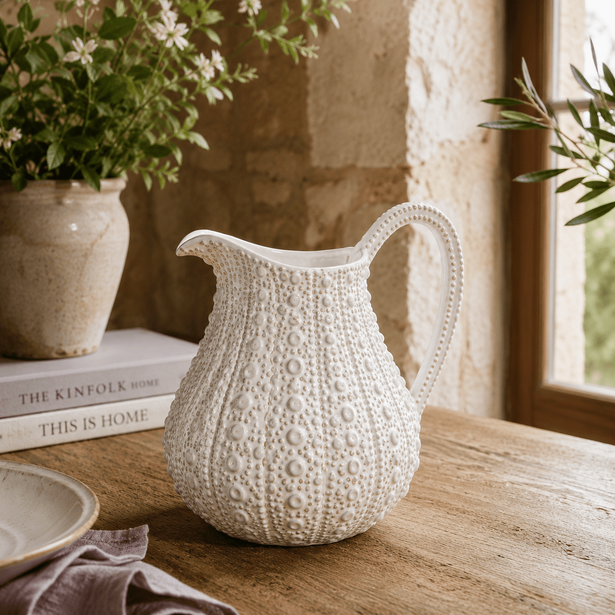 White Porcelain Urchin Pitcher - BARNBURY