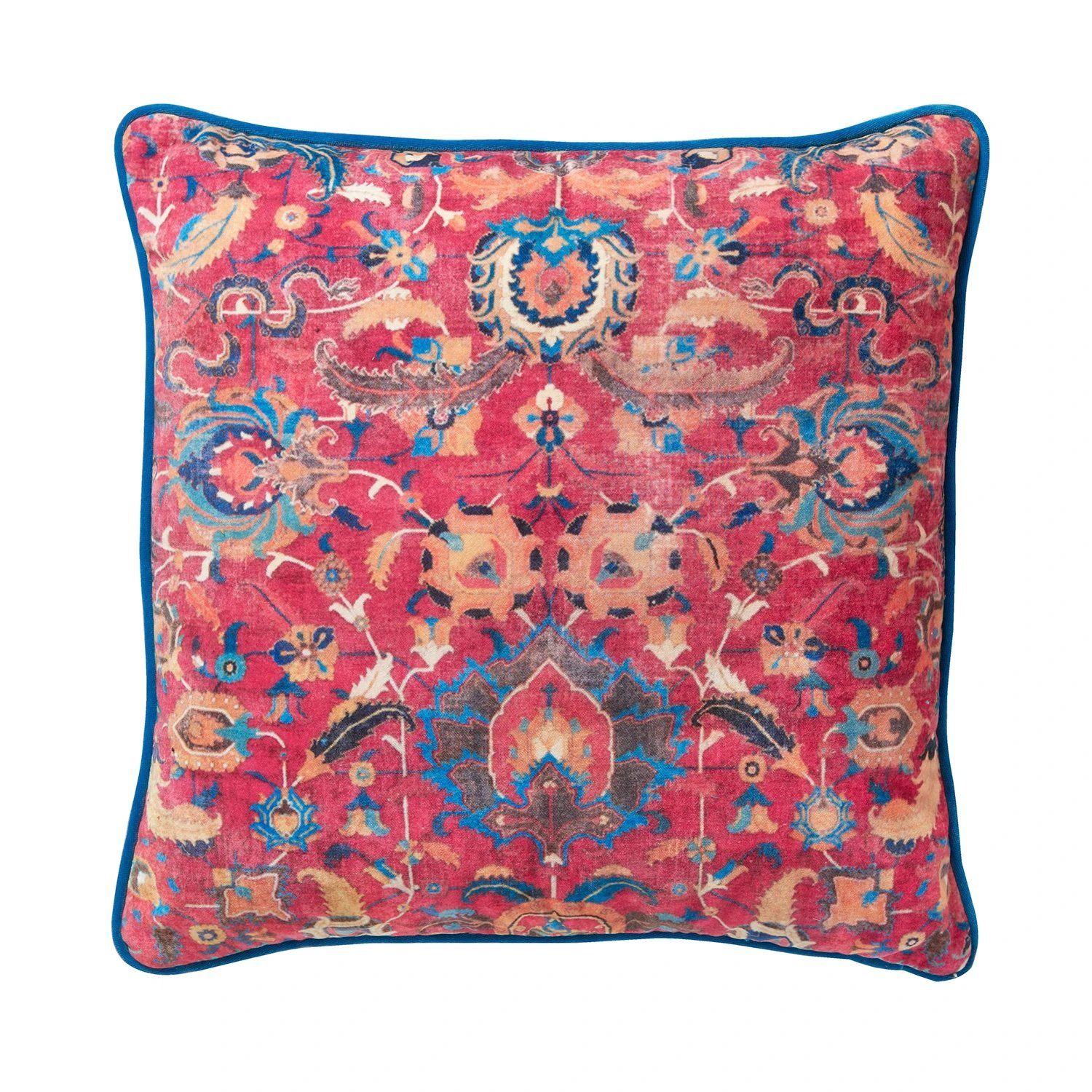 Antique Pink Persian Design Velvet Cushion - Barnbury