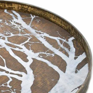 Large Round Tray with Whitewash Tree Decoration - Barnbury