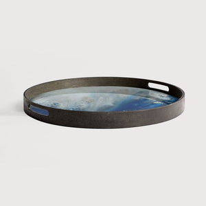 Round Tray with Blue Mist Organic Detail - Barnbury
