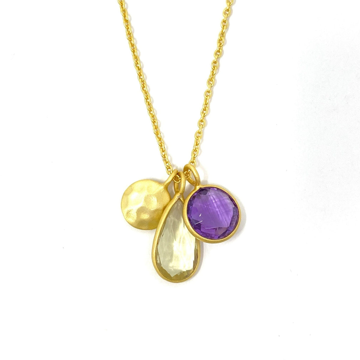 18ct Gold Plated Lemon Topaz and Amethyst necklace - BARNBURY
