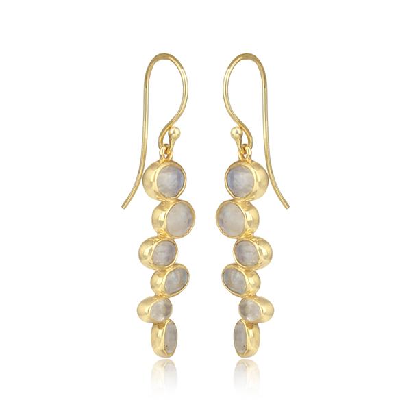 18ct Gold Plated Sterling Silver Rainbow Moonstone Earrings - BARNBURY