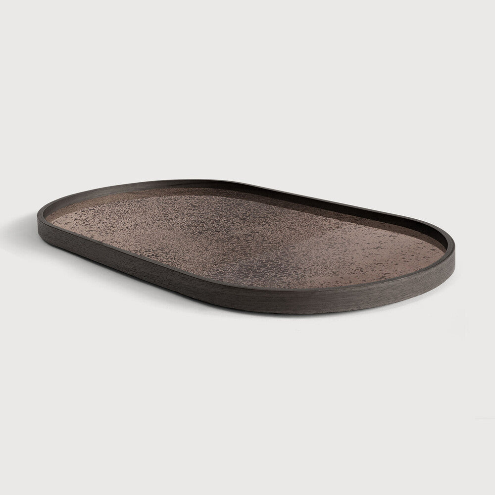 Oblong Aged Bronze Mirror Tray Tray Ethnicraft 