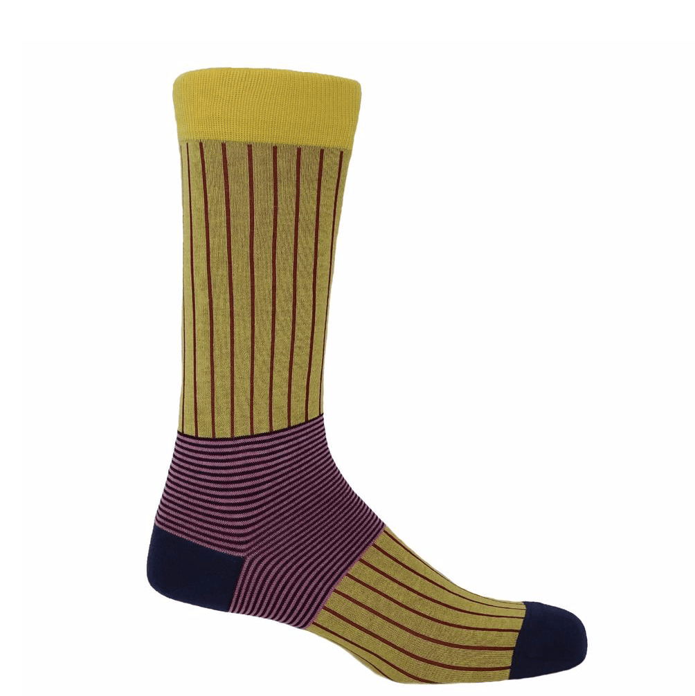 Yellow Oxford Stripe Socks - Barnbury