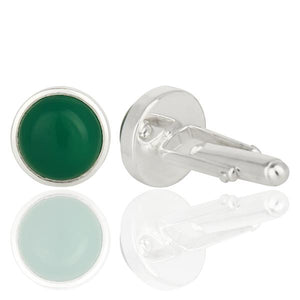 Green Onyx Sterling Silver Cufflinks - Barnbury