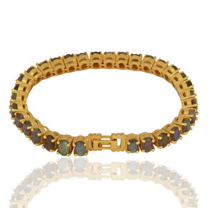 Gold plated sterling silver oval labradorite tennis bracelet - Barnbury