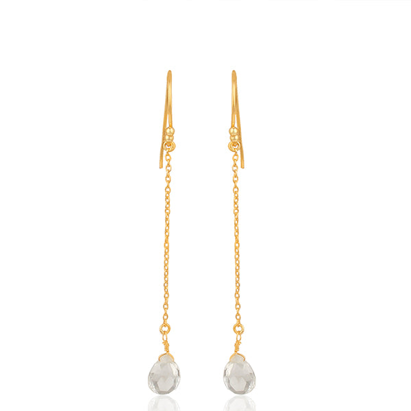 Gold Plated Sterling Silver Crystal Quartz Dangle Earrings - Barnbury