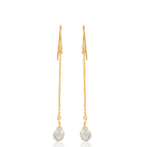 Gold Plated Sterling Silver Crystal Quartz Dangle Earrings - Barnbury