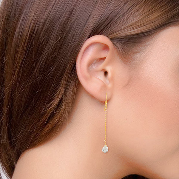 Gold Plated Sterling Silver Crystal Quartz Dangle Earrings - Barnbury