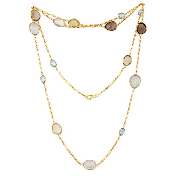 Gold Plated Sterling Silver Multi gemstone necklace - Barnbury