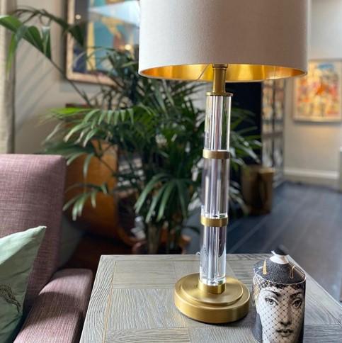 Edward Crystal & Aged Brass Lamp & Shade Table Lamp Barnbury 