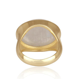 Gold Plated Sterling Silver Rainbow Moonstone Ring - Barnbury