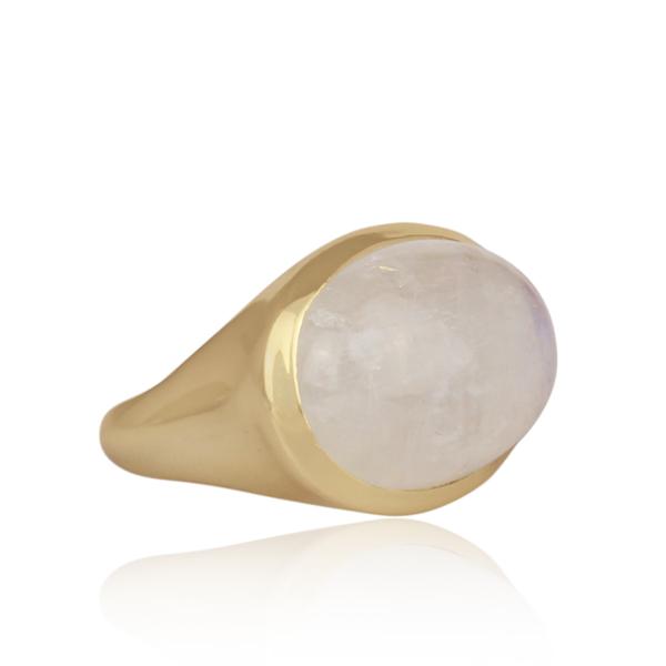 Gold Plated Sterling Silver Rainbow Moonstone Ring - Barnbury