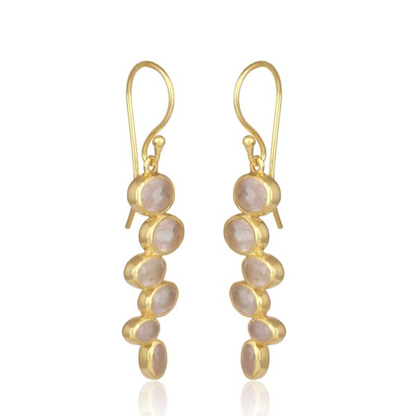 Gold Plated Sterling Silver Rose Quartz Earrings - Barnbury