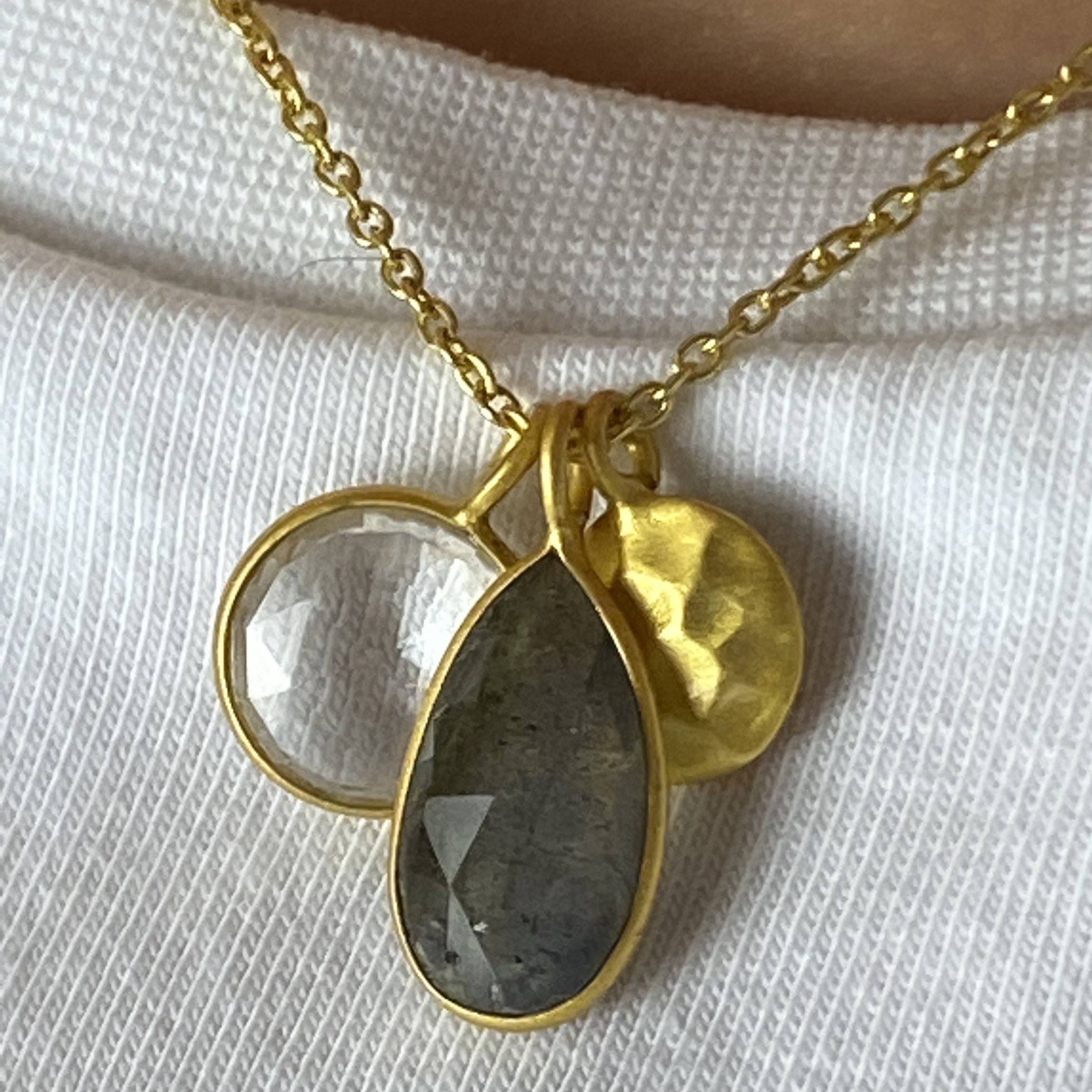 Celeste Half Moon Necklace * Labradorite * Gold Vermeil or Sterling Si –  ByCila, Inc