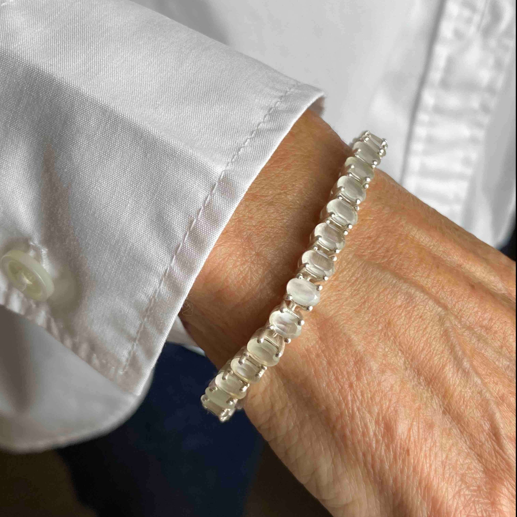 Sterling silver white moonstone tennis bracelet - Barnbury