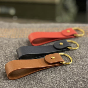 Navy Leather Loop Keyring - Barnbury