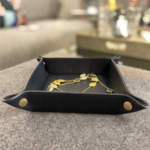 Navy Leather Valet Tray - Barnbury