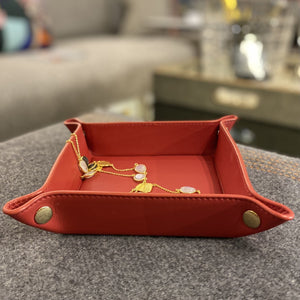 Red Leather Valet Tray - Barnbury