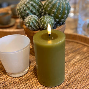 Olive Green Wax LED Battery Candles - Barnbury