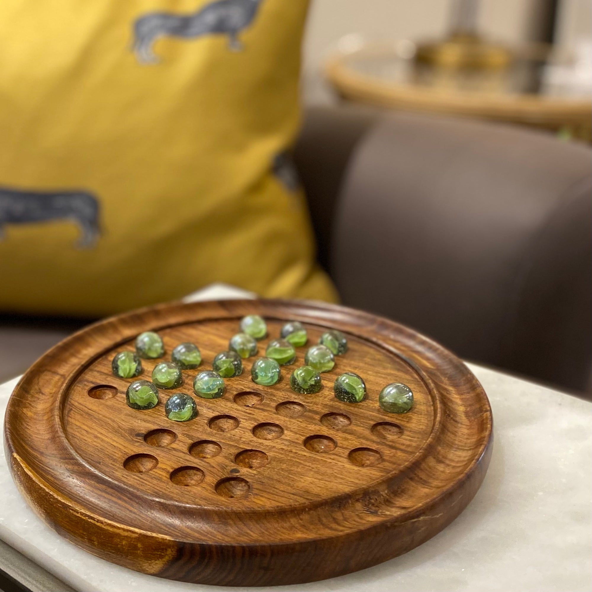 Wooden Solitare Game with Marbles - Barnbury