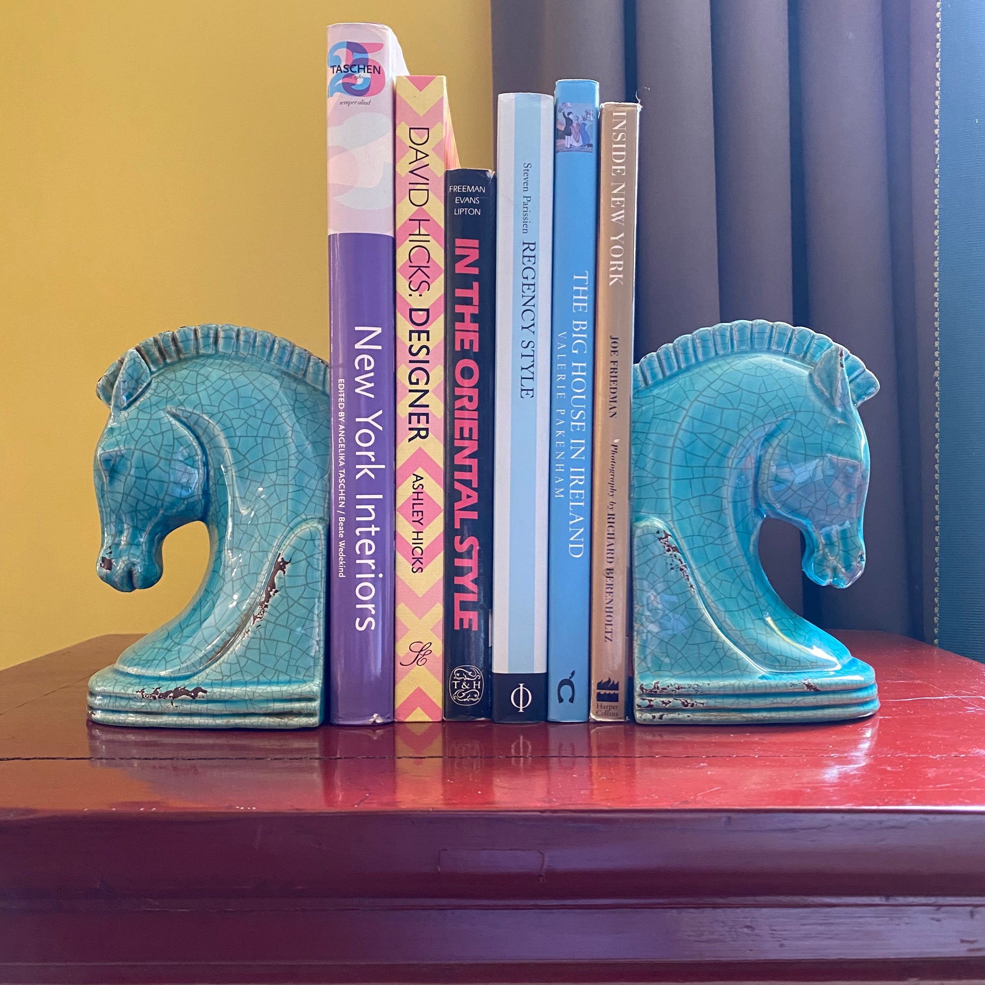 Turquoise Ceramic Horse Head Bookends