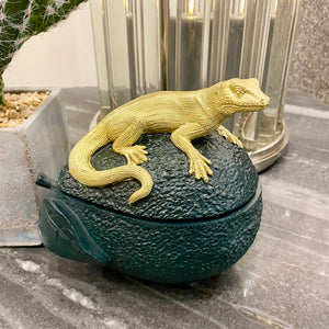 Faux Avocado Container with Gilded Gecko - Barnbury
