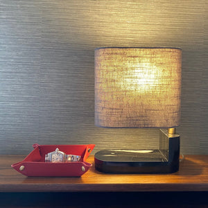 Grey Marble Ebury Lamp with Shade - Barnbury