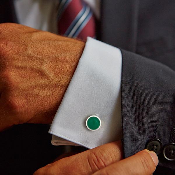 Green Onyx Sterling Silver Cufflinks - Barnbury
