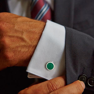 Green Onyx Sterling Silver Cufflinks - Barnbury